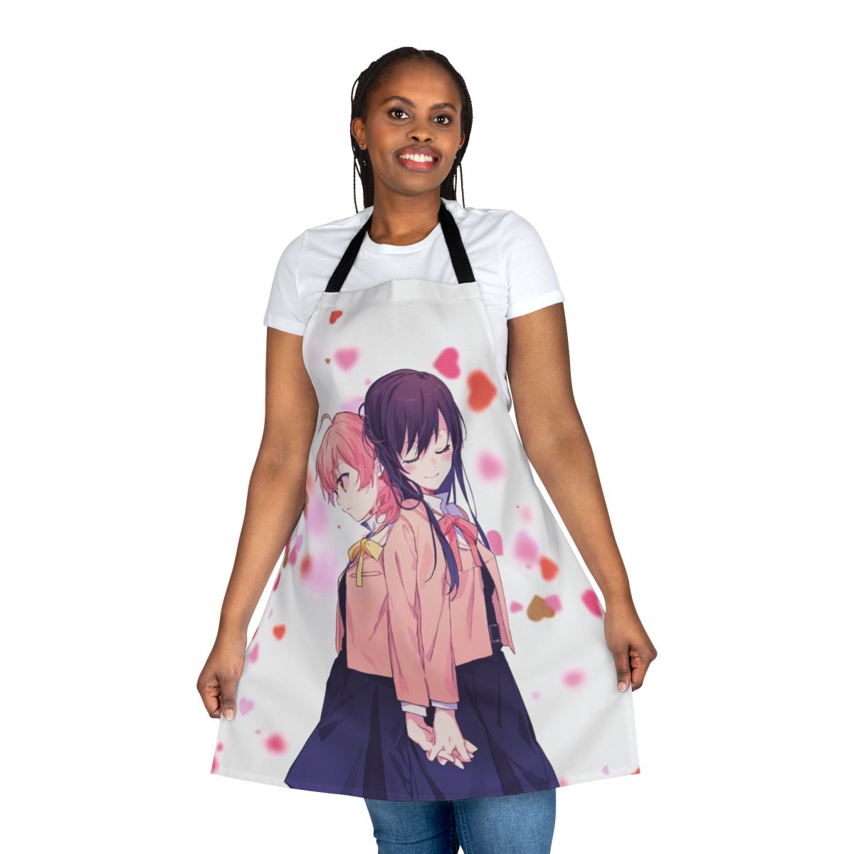 Bloom Into You inspired anime apron featuring Yuu Koito and Touko Nanami
