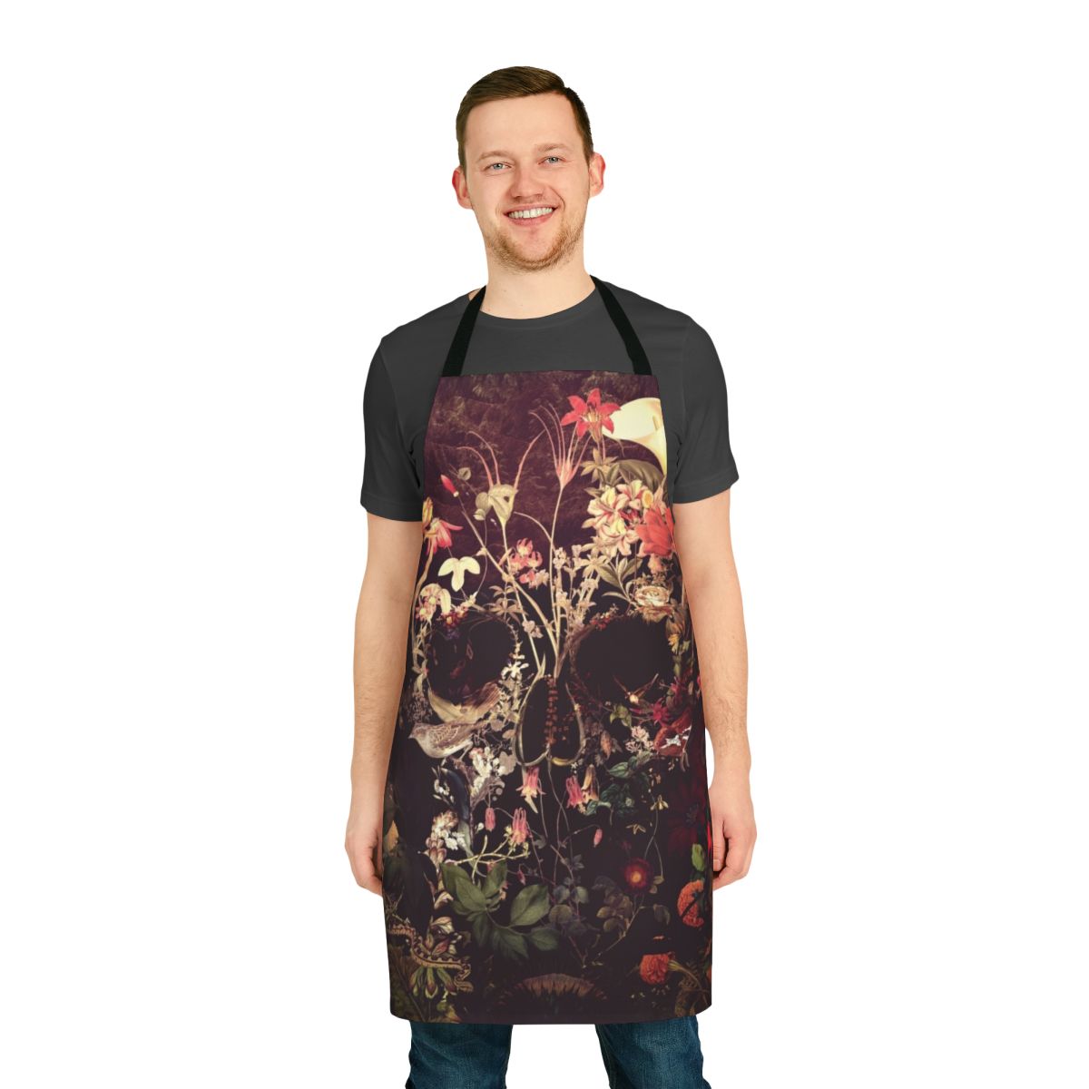 Bloom Skull Floral Apron with Sugar Skull and Floral Design