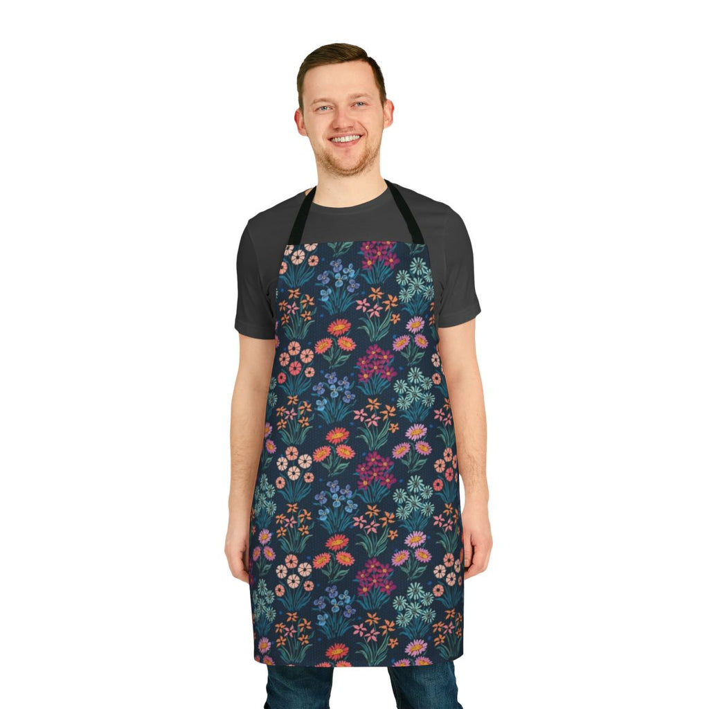 Vibrant floral pattern apron for spring and garden
