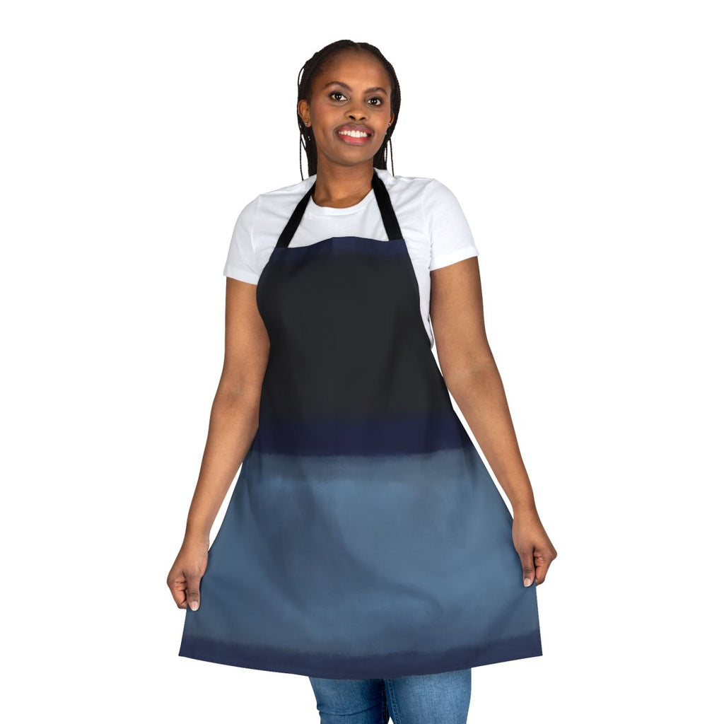 Blue abstract art inspired apron with geometric color block design