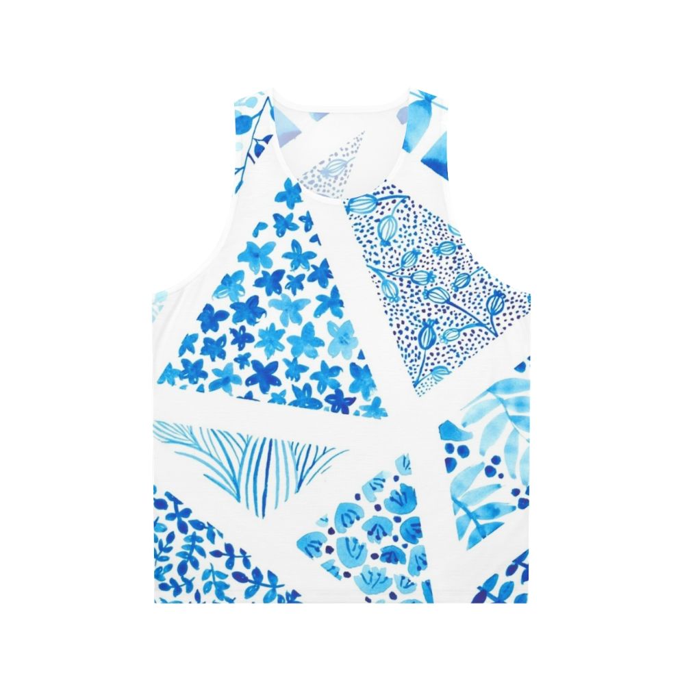 Blue abstract pattern unisex tank top