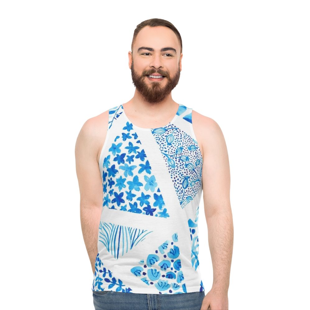 Blue abstract pattern unisex tank top