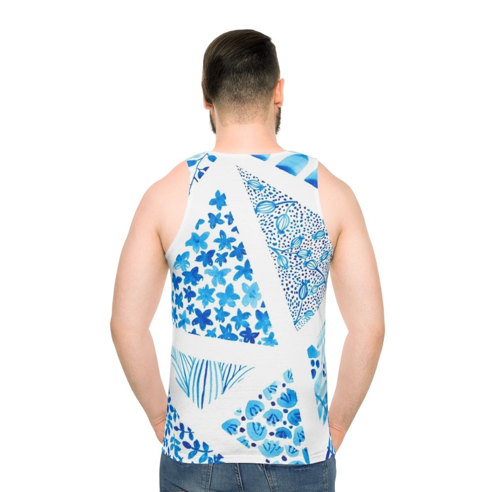 Blue abstract pattern unisex tank top