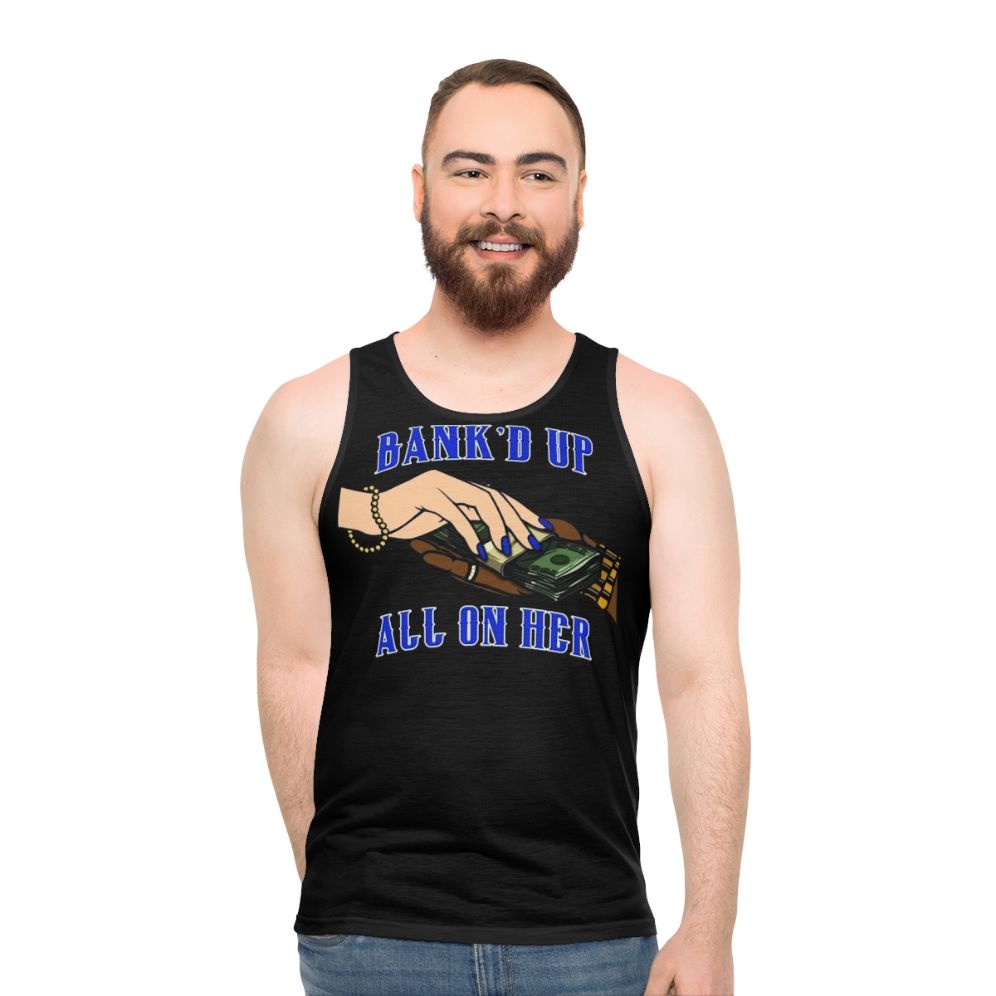 Blue and Black Unisex Tank Top