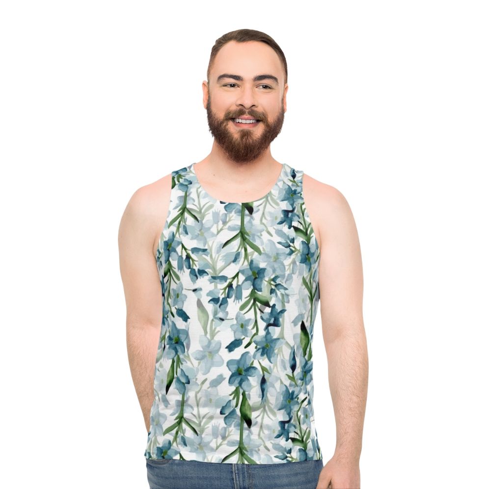 Blue Branches Watercolor Floral Unisex Tank Top