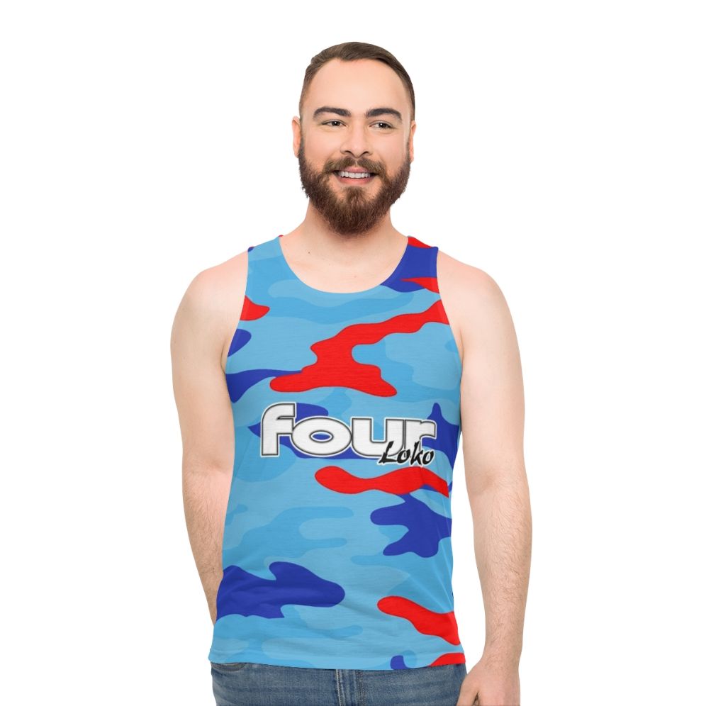 Blue camo 4Loko unisex tank top