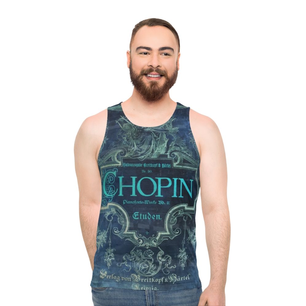 Blue tank top with portrait of Frederic Chopin