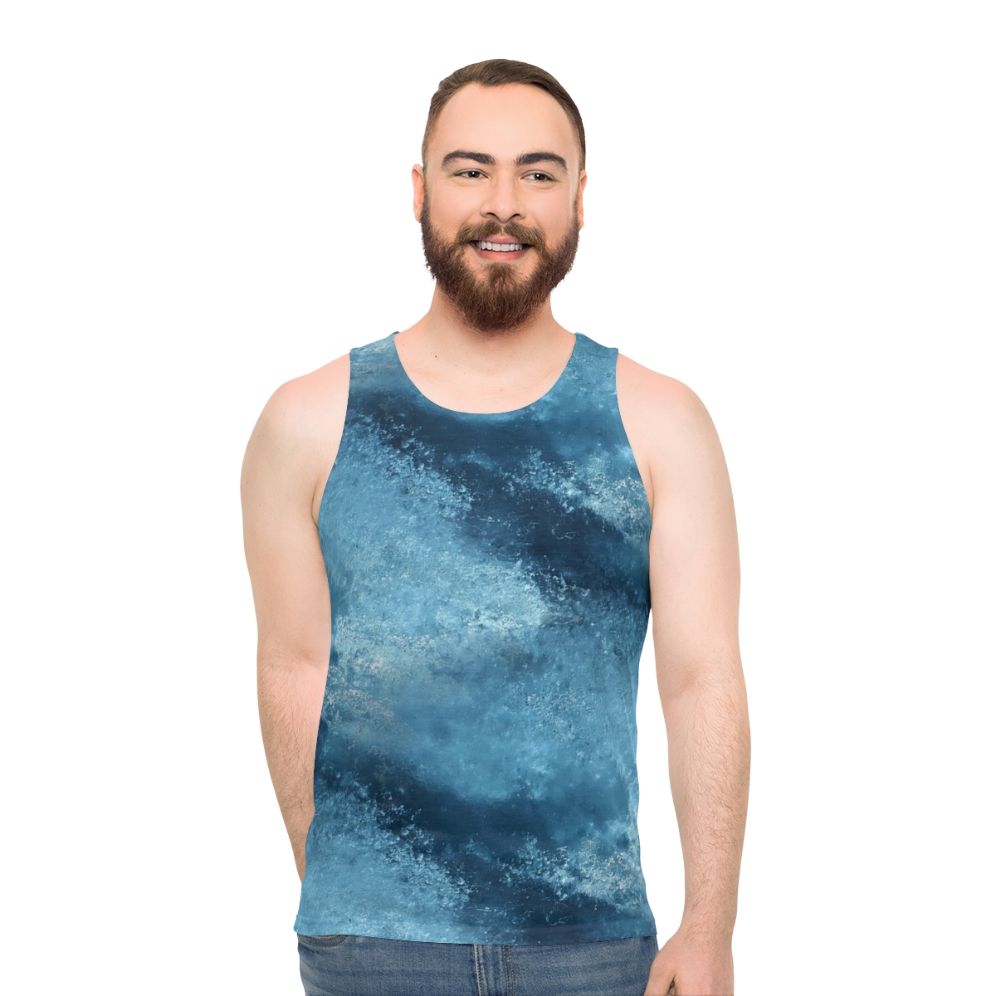 Vintage patterned blue frost unisex tank top