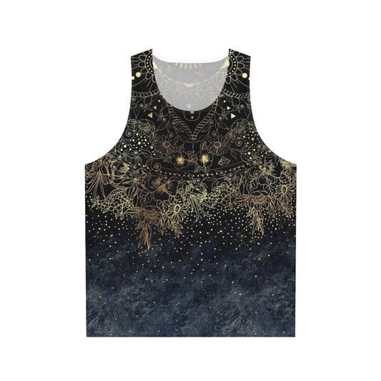 Blue Gold Mandala Floral Unisex Tank Top