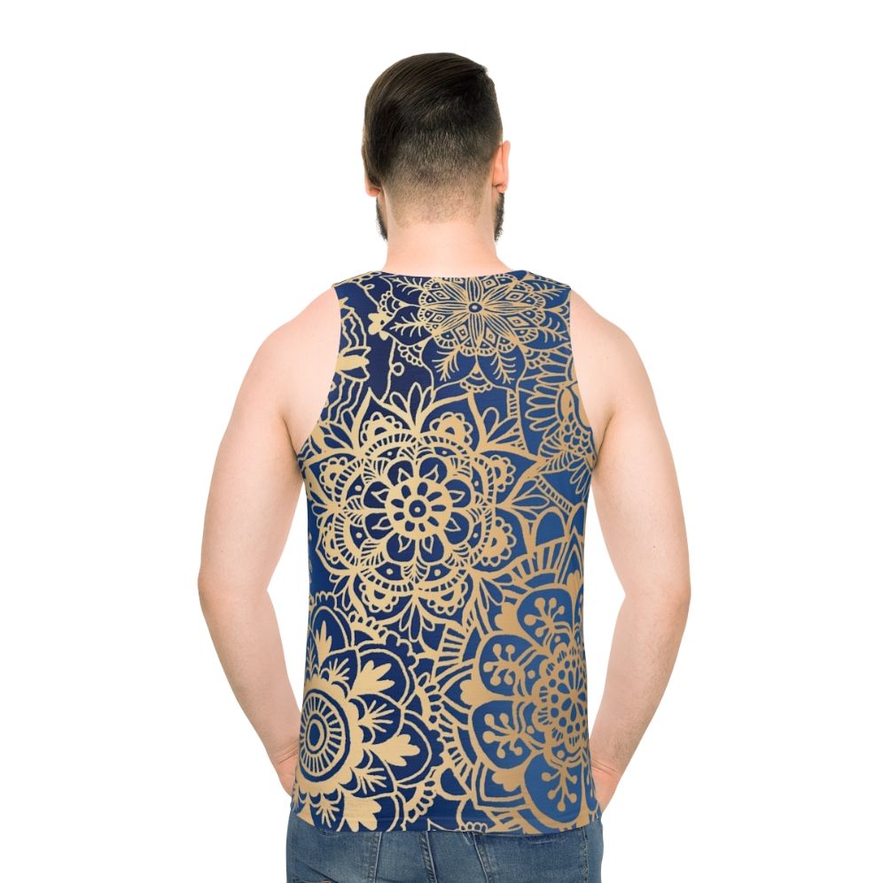 Bohemian Blue and Gold Mandala Pattern Unisex Tank Top