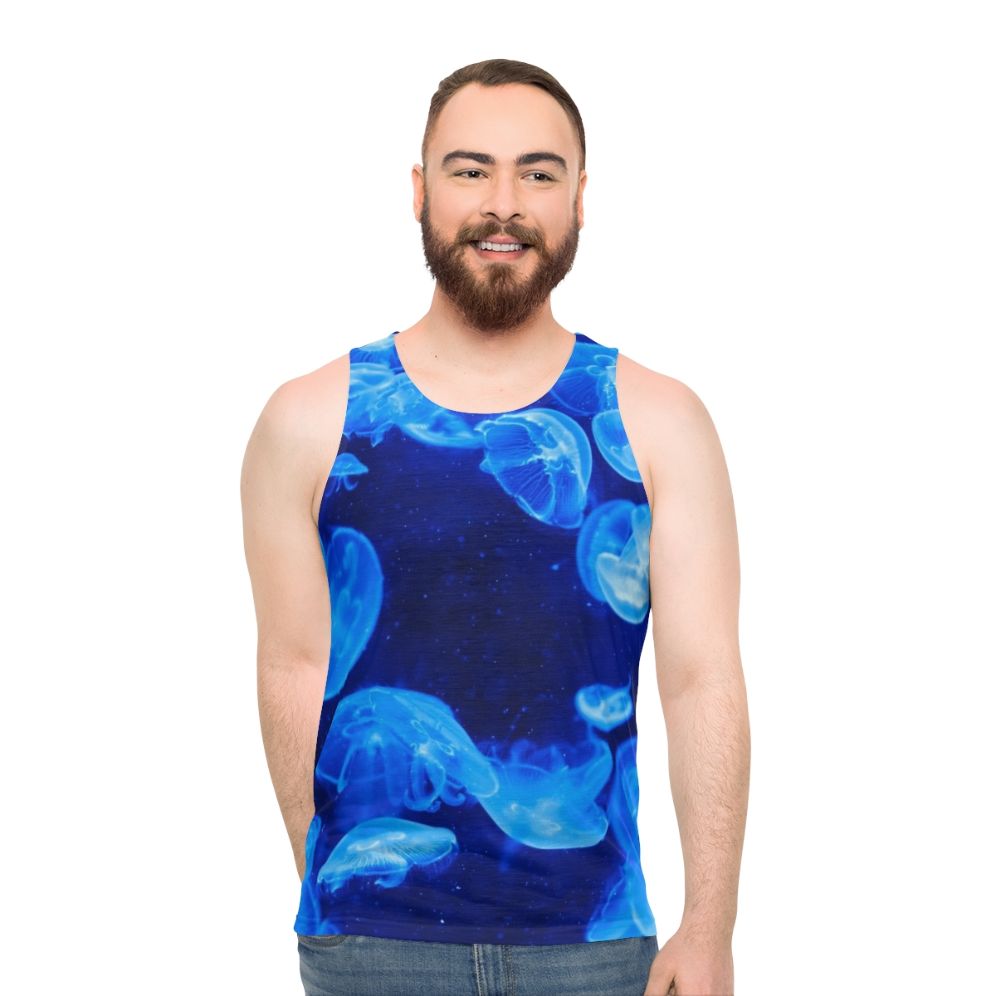 Blue jellyfish unisex tank top