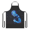 Blue monster creature apron with 80s nostalgia design