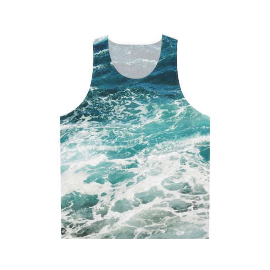 Blue ocean waves unisex tank top