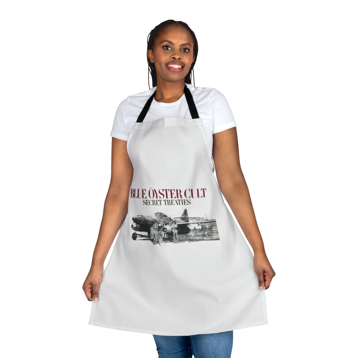Blue Oyster Cult inspired design printed on a high-quality kitchen apron for music lovers and fans of the 1970s rock band.