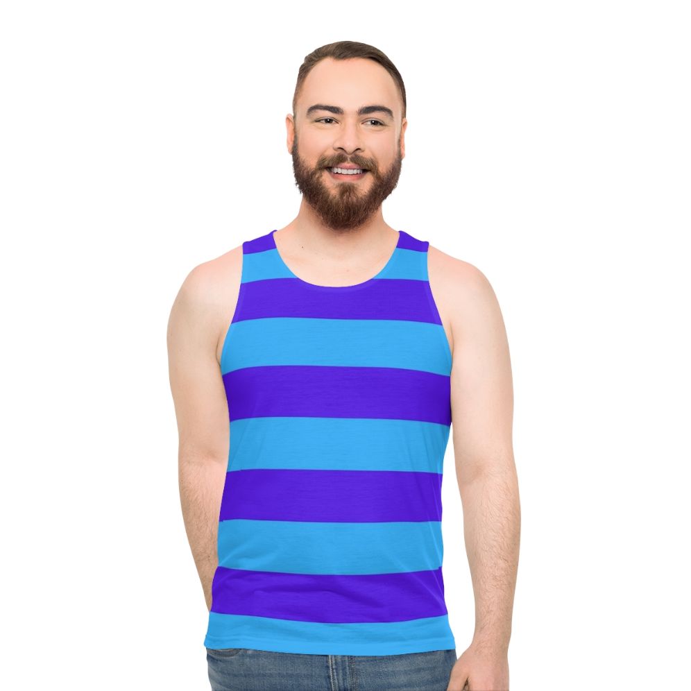 Blue and purple striped unisex tank top