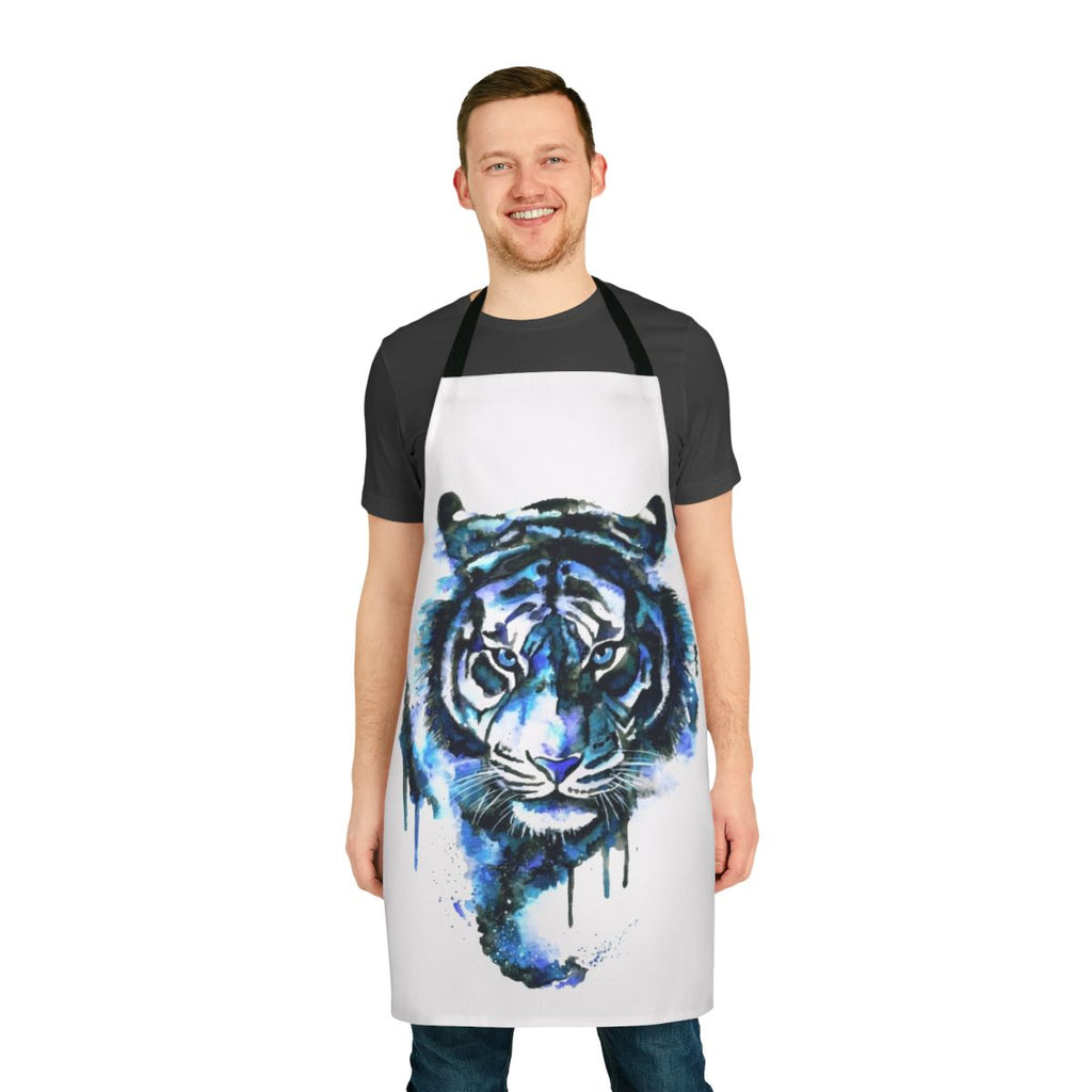 Blue Tiger Printed Apron - Ideal for Kitchen, Cooking, and Crafting