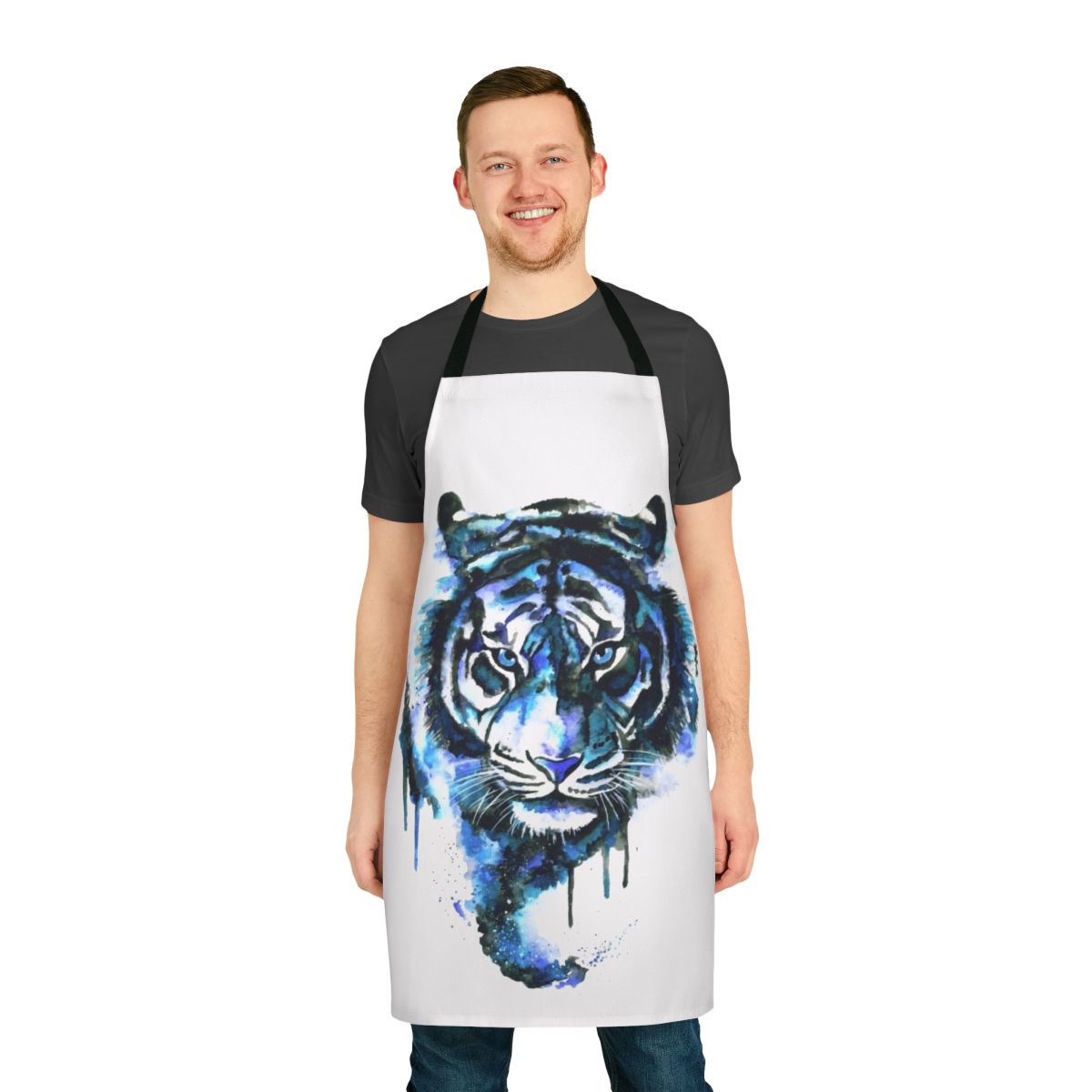 Blue Tiger Printed Apron - Ideal for Kitchen, Cooking, and Crafting