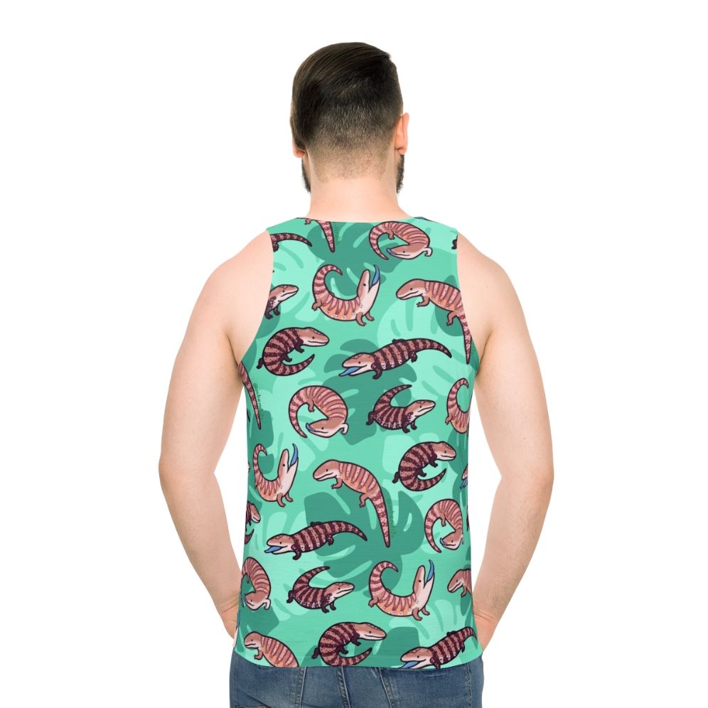 Blue tongue skink cartoon design on unisex tank top
