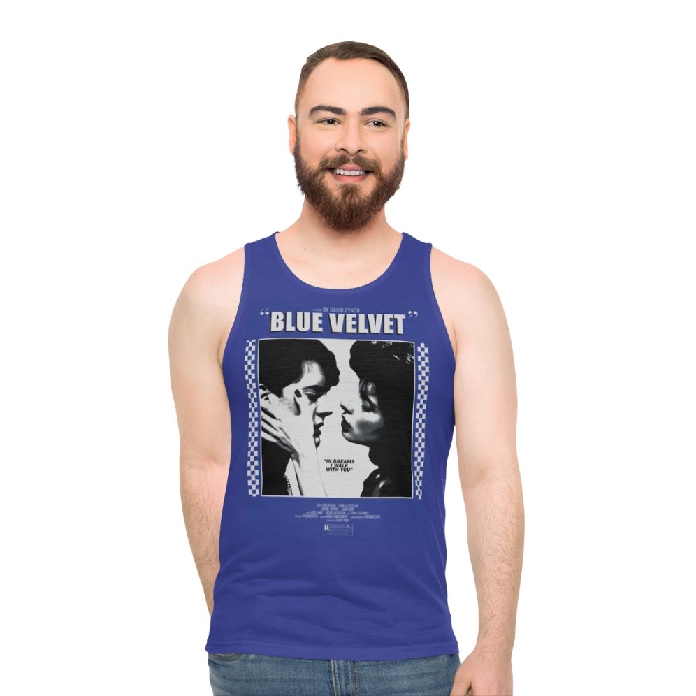 Blue Velvet movie poster design on unisex tank top