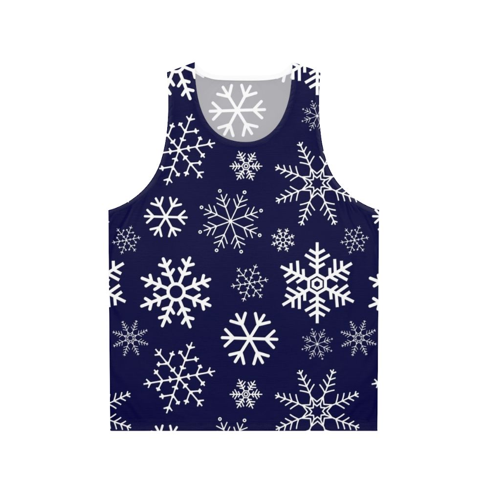 Blue winter tank top with simple snowflake pattern