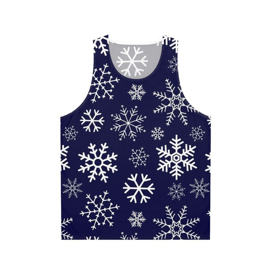 Blue winter tank top with simple snowflake pattern