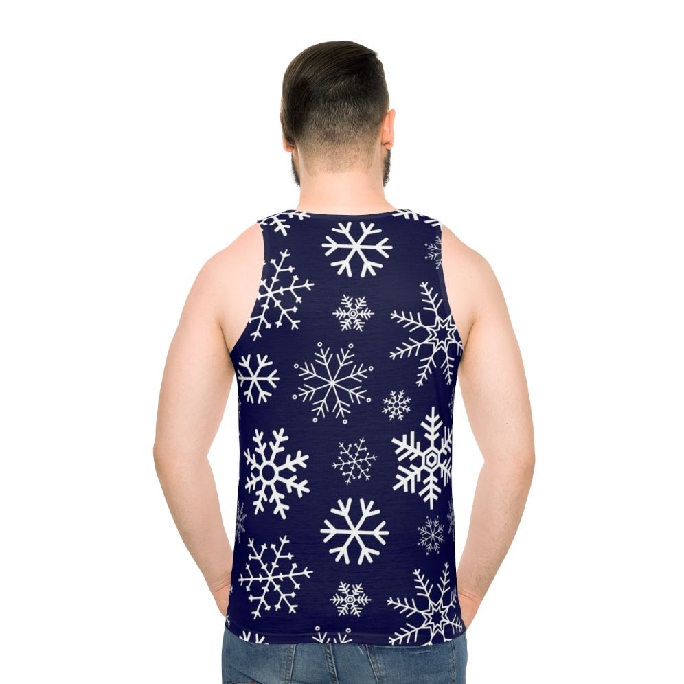 Blue winter tank top with simple snowflake pattern