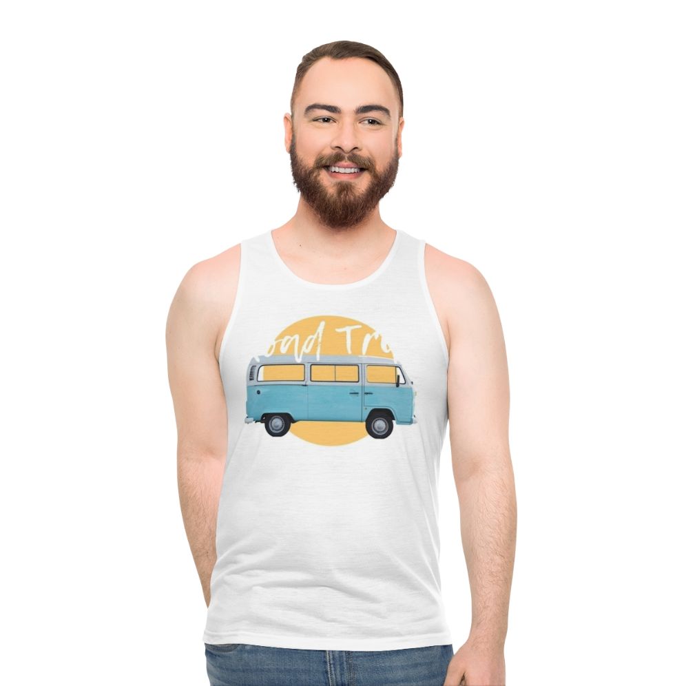 Blue and Yellow Travel Lifestyle Hobbies Unisex Tank Top