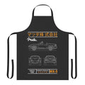 Apron featuring a blueprint-style design of the Mazda MX-5 Miata sports car