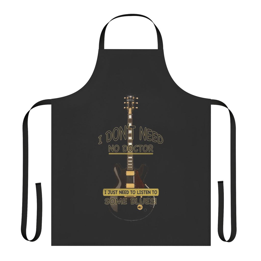 "Blues music inspired 'I Don't Need No Doctor' apron featuring vintage blues singers and guitar players"