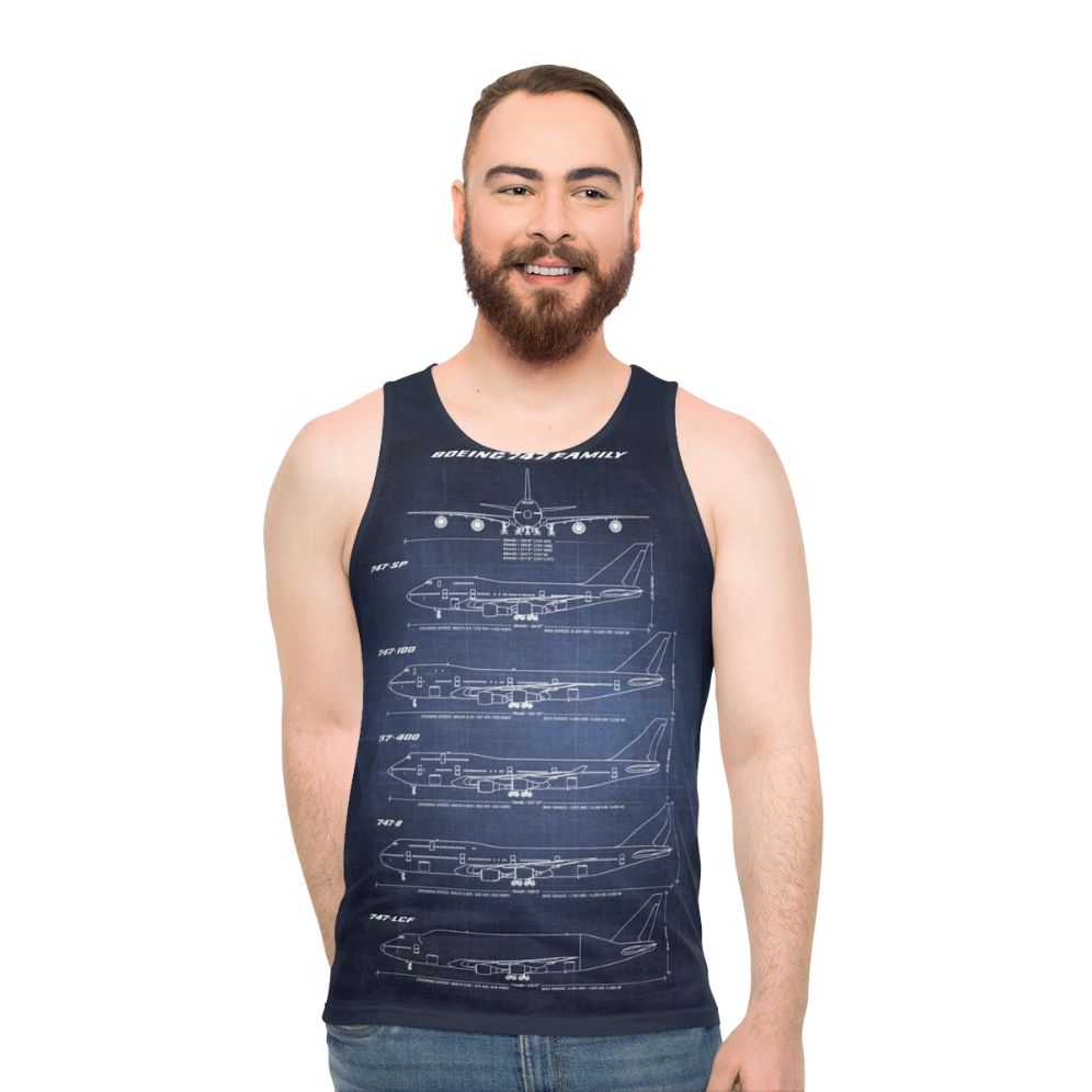 Boeing 747 Blueprint Unisex Tank Top