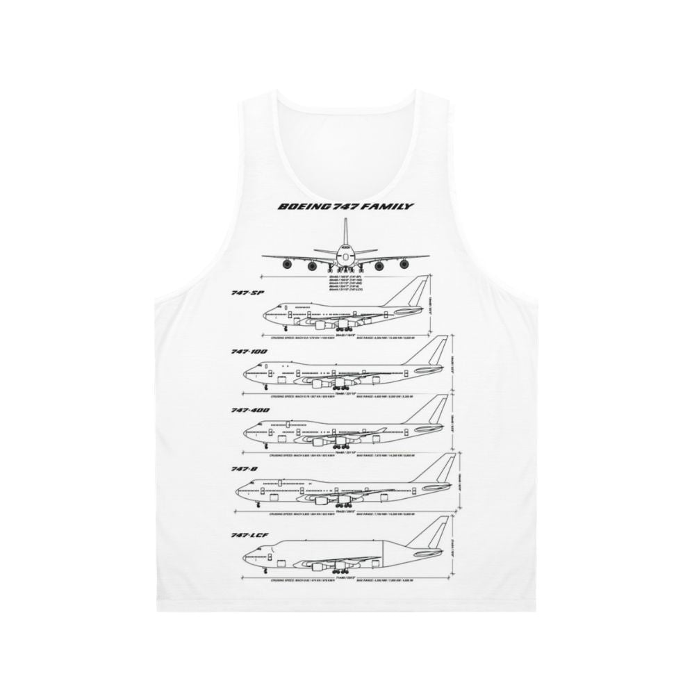 Boeing 747 Jumbo Jet Blueprint White Unisex Tank Top