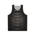 Boeing 747 aircraft blueprint design on black unisex tank top
