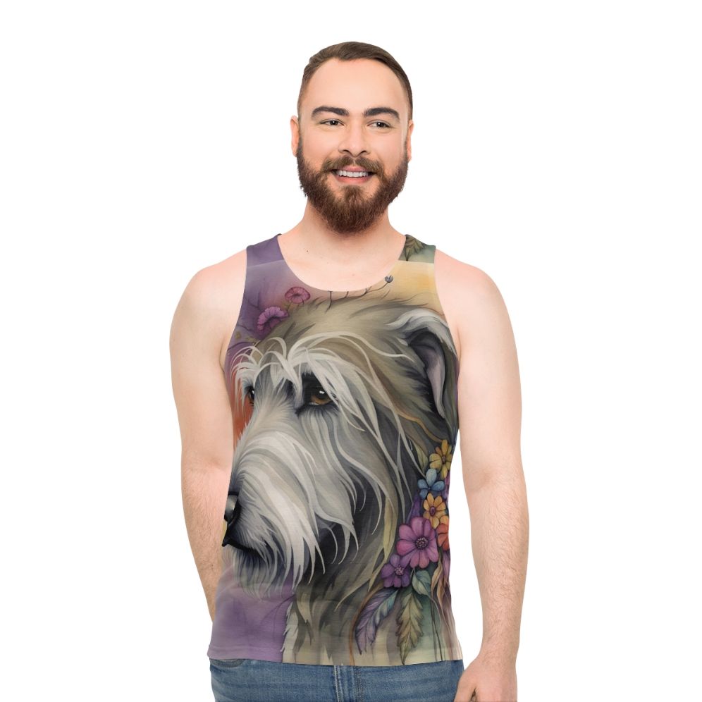 Bohemian Irish Wolfhound Floral Watercolor Tank Top