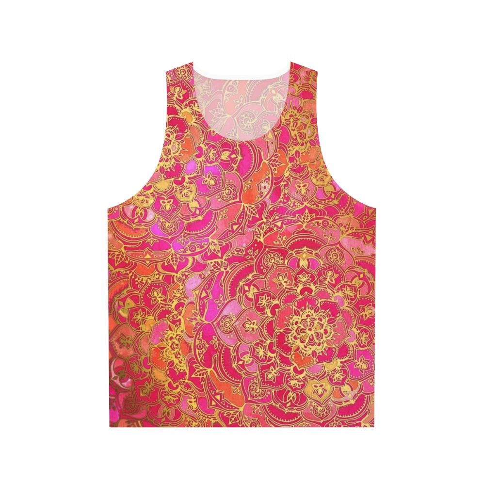 Bohemian mandala tank top with gold baroque floral pattern