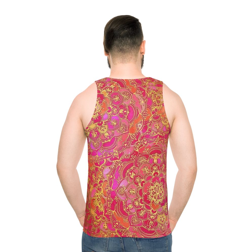 Bohemian mandala tank top with gold baroque floral pattern