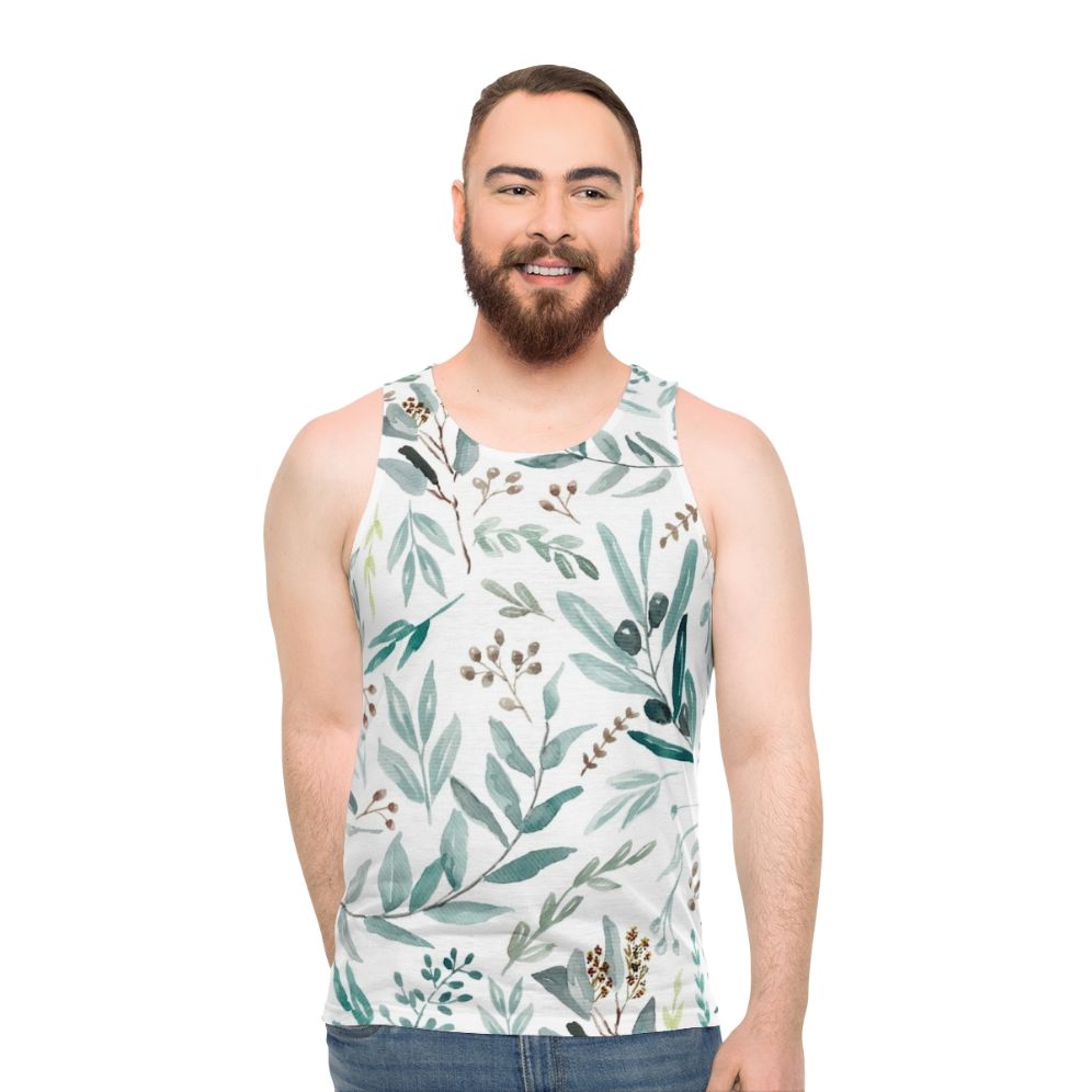 Boho Eucalyptus Leaves Unisex Tank Top