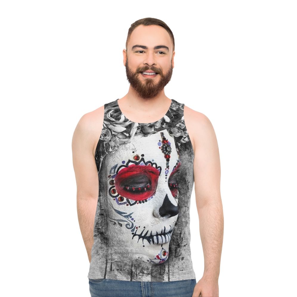 Boho Queen Unisex Summer Tank Top with Watercolor Skull Design