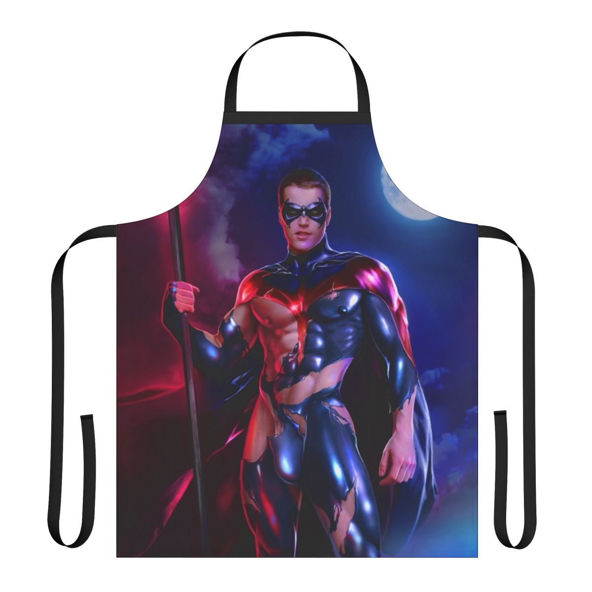 Vibrant red apron with a bold design, perfect for fitness enthusiasts and home cooks