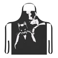 Striking black and white apron with lone digger and robot design