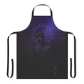 Panther print apron with bold black and purple design