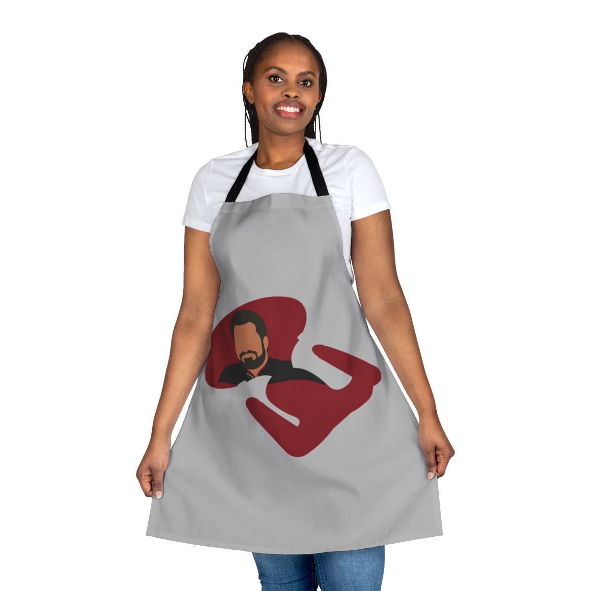Star Trek-inspired apron featuring the USS Enterprise and Commander Riker