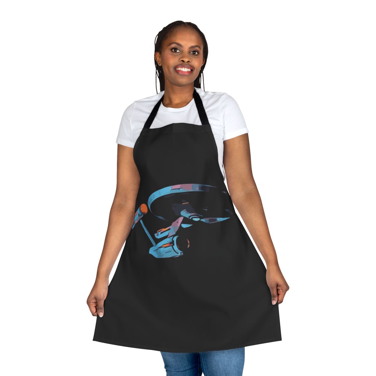 Star Trek inspired apron featuring a "To Boldly Go" design for sci-fi fans