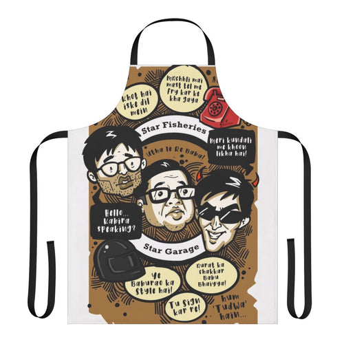 "Bollywood Inspired Herapheri Mashup Apron - Retro Comedy Kitchen Essential"