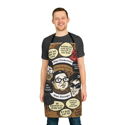 "Bollywood Inspired Herapheri Mashup Apron - Retro Comedy Kitchen Essential"