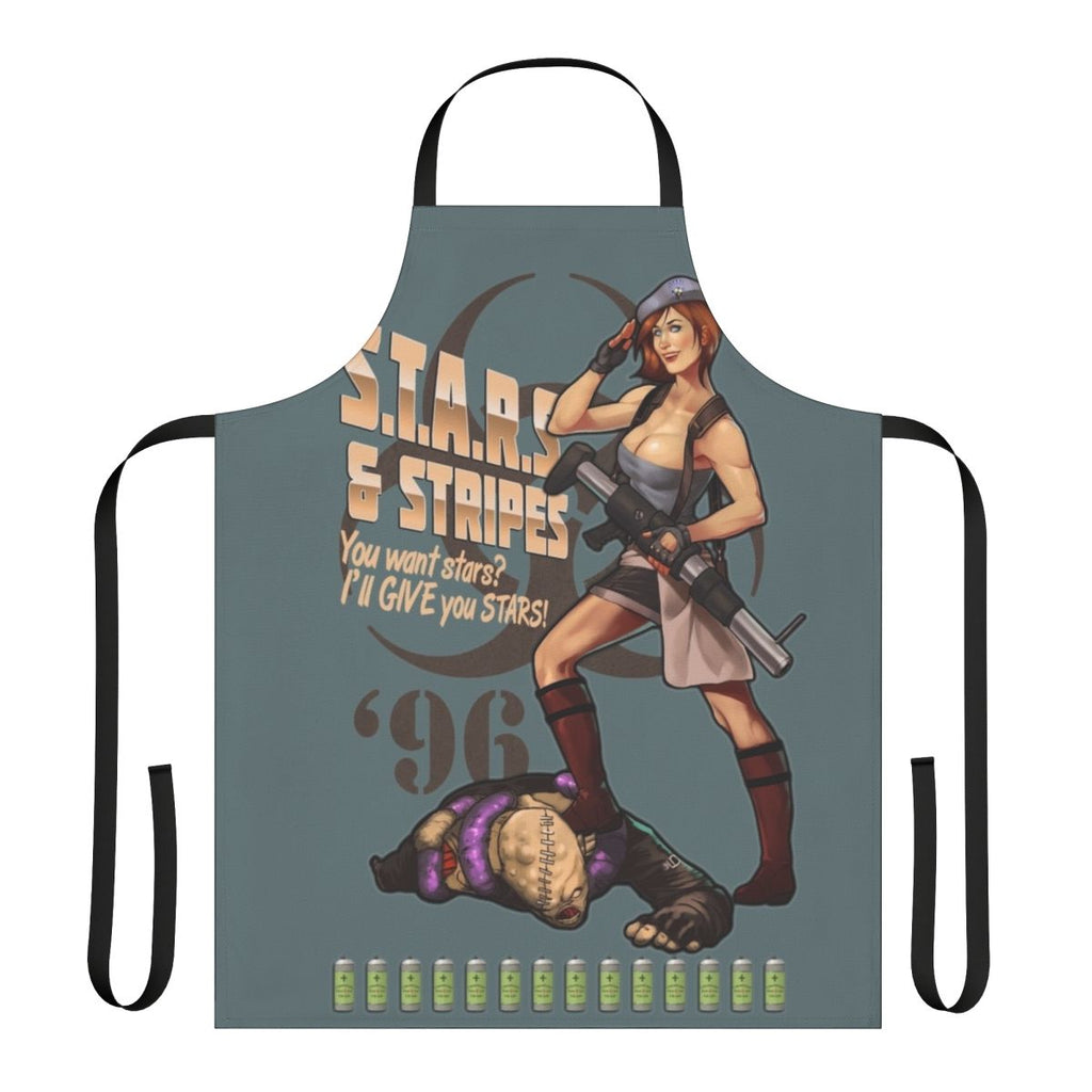 Bombshell-style apron featuring Resident Evil characters and imagery