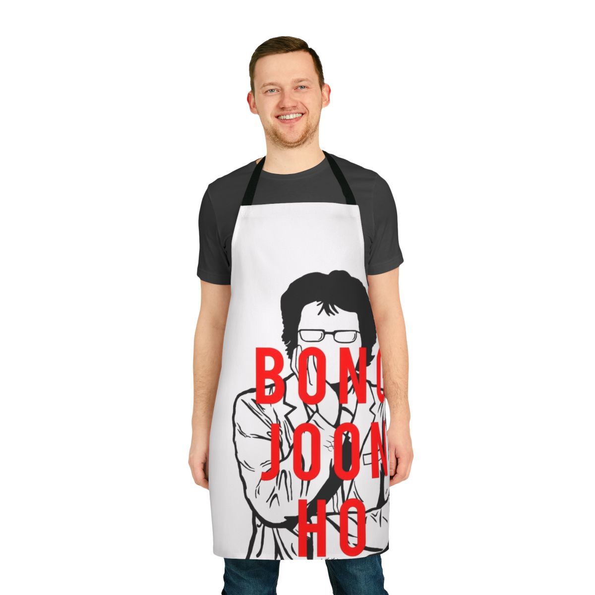 Apron featuring the name and silhouette of acclaimed Korean movie director Bong Joon Ho