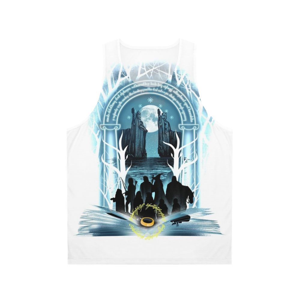 Unisex tank top with a book-themed graphic design for bookworms