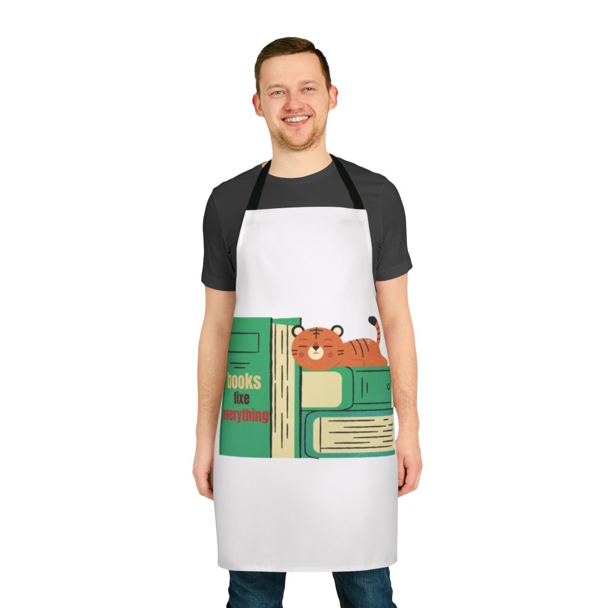 Apron featuring the text "Books Fix Everything"