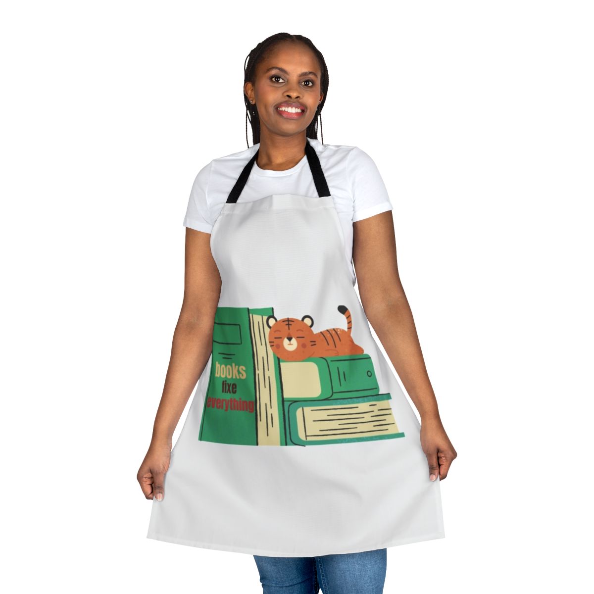 Apron featuring the text "Books Fix Everything"