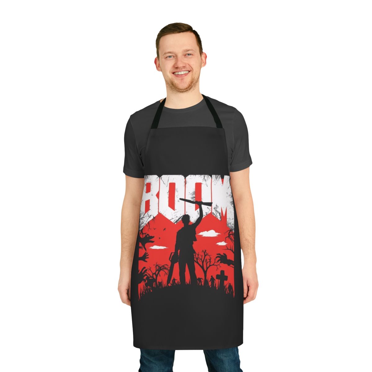 Boomstick Apron featuring iconic imagery from the Evil Dead franchise